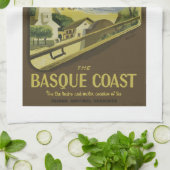 ヴィンテージフランスの·バスク·コースト列車の旅行ポスター キッチンタオル (折り畳み)