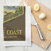 ヴィンテージフランスの·バスク·コースト列車の旅行ポスター キッチンタオル (四つ折り)