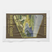 ヴィンテージフランスの·バスク·コースト列車の旅行ポスター キッチンタオル (横)