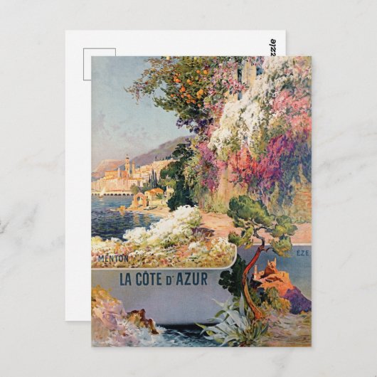 ヴィンテージフランスの・リビエラ旅広告行ポスター ポストカード (正面/裏面)