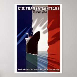 ヴィンテージフランスのC.G. Transatlantique Lineポスター ポスター