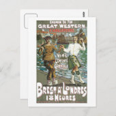 ヴィンテージフランスイングランド鉄道旅行Ad ポストカード (正面/裏面)