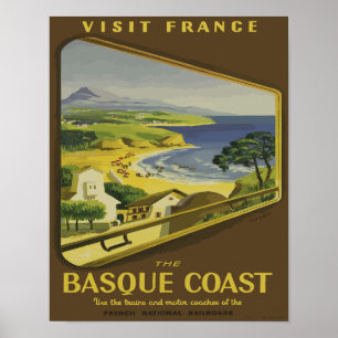 ヴィンテージフランスカスク旅行 ポスター