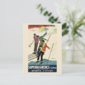 ヴィンテージフランススキフランスのーアルプス鉄道旅行 ポストカード (スタンド正面)