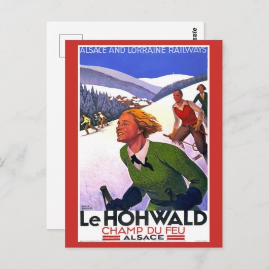 ヴィンテージフランススキーアルザースロレーヌ鉄道旅行 ポストカード (正面/裏面)