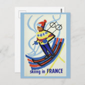 ヴィンテージフランススキーフランスの旅行 ポストカード (正面/裏面)