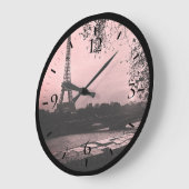 ヴィンテージフランスパリエッフェルタワーサンセットラージクロ ラージ壁時計 (傾斜)