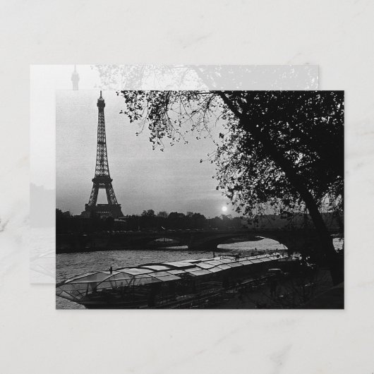 ヴィンテージフランスパリエッフェルタワーサンセット ポストカード (正面/裏面)