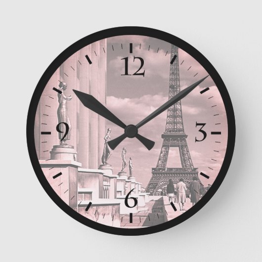 ヴィンテージフランスパリエッフェルタワーチャイロパレス ラウンド壁時計 (正面)