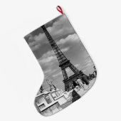 ヴィンテージフランスパリエッフェルタワーチャイロパレス ラージクリスマスストッキング (裏面 (吊り時))