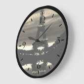 ヴィンテージフランスパリエッフェルタワー反射大 ラージ壁時計 (傾斜)