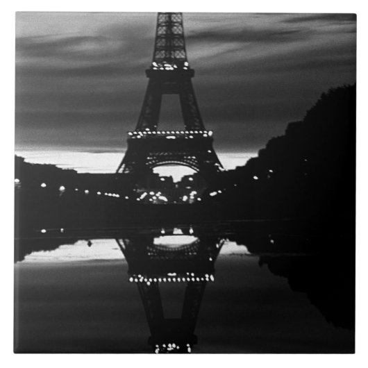 ヴィンテージフランスパリエッフェルタワー反射 タイル (正面)