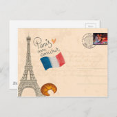 ヴィンテージフランスパリエッフェルタワー ポストカード (正面/裏面)
