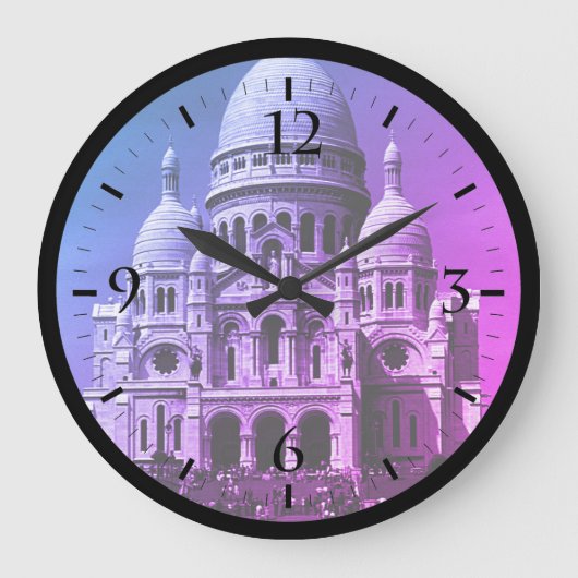 ヴィンテージフランスパリサクレクールバシリカラージCl ラージ壁時計 (正面)
