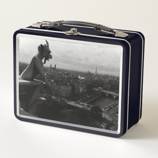 ヴィンテージフランスパリノートルダムカテドラルデビル メタルランチボックス (正面)