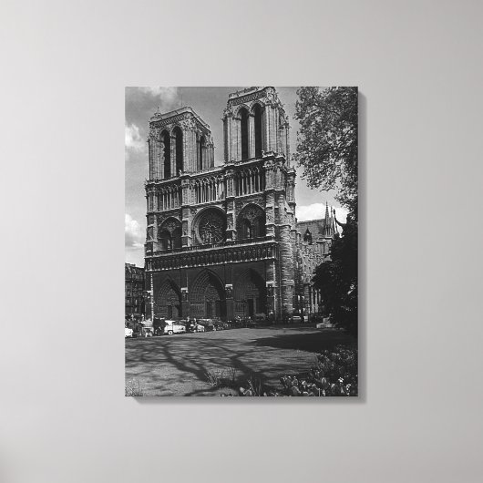 ヴィンテージフランスパリノートルダムカテドラル キャンバスプリント (正面)
