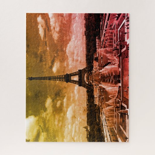 ヴィンテージフランスパリフォンテンチャイロタワーエッフェル ジグソーパズル (縦)