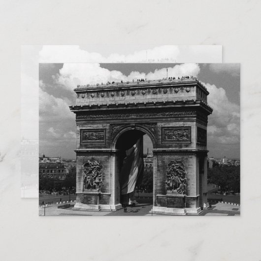 ヴィンテージフランスパリ凱旋門プレイスエトワール ポストカード (正面/裏面)