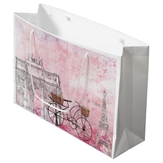 ヴィンテージフランスパリ ラージペーパーバッグ (正面アングル)