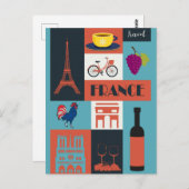 ヴィンテージフランスフランスのランドマークワイン旅行 ポストカード (正面/裏面)