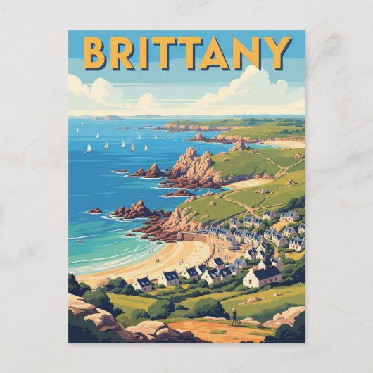ヴィンテージフランスブリタニービーチはがき ポストカード (正面)