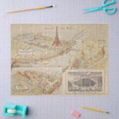 ヴィンテージフランスマップティッシュペーパーまたはデクページ 薄葉紙 (クラフト)