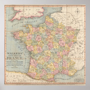 ヴィンテージフランス地図ポスター ポスター