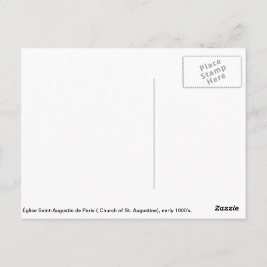 ヴィンテージフランス,エグリスサンアウグスティンドパリ ポストカード (裏面)