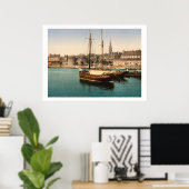 ヴィンテージフランス、セントマロ港の船舶 ポスター (ホームオフィス)