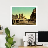 ヴィンテージフランス，ノートルダム大聖堂，パリ ポスター (ホームオフィス)