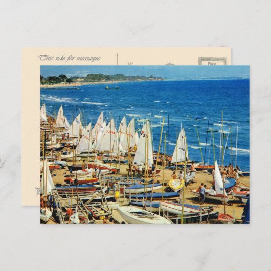 ヴィンテージフランス、ヘイレス、港と帆船 ポストカード (正面/裏面)
