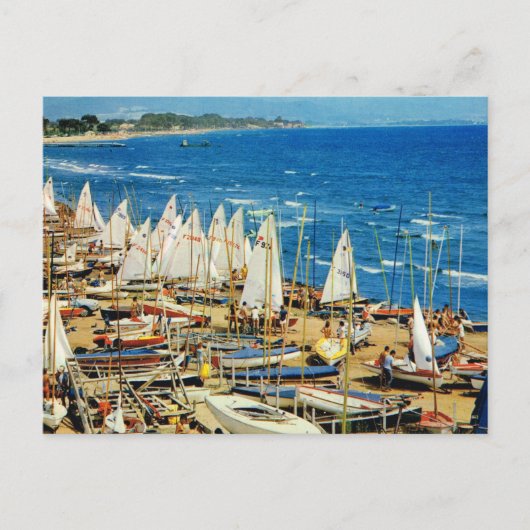 ヴィンテージフランス、ヘイレス、港と帆船 ポストカード (正面)