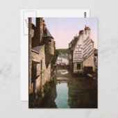 ヴィンテージフランス、リバースティールフットブリッジ、クインパー ポストカード (正面/裏面)