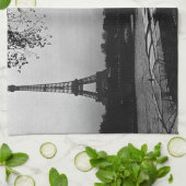 ヴィンテージフランパリエッフェルタワー夕日1970 キッチンタオル (折り畳み)