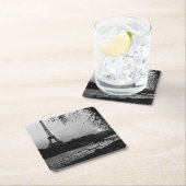 ヴィンテージフランパリエッフェルタワー夕日1970 スクエアペーパーコースター (インサイチュ)