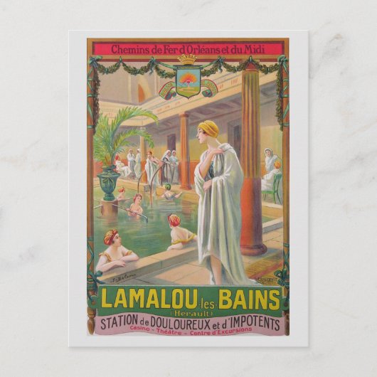 ヴィンテージフランフランスのススパホット春旅行 ポストカード (正面)