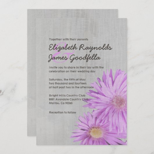 ヴィンテージフリカルトのアスター結婚式招待状 招待状 (正面/裏面)