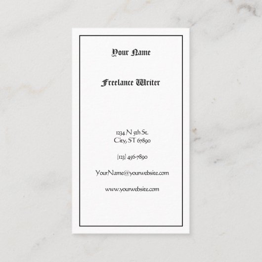 ヴィンテージフリーランサー中世ナイトテンプレート 名刺 (裏面)