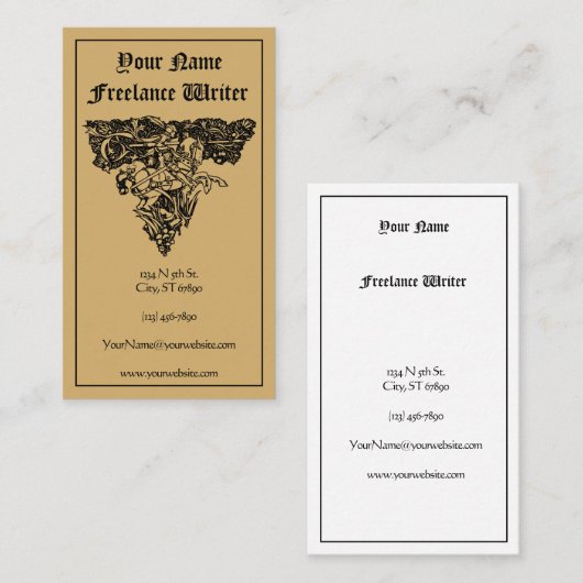 ヴィンテージフリーランサー中世ナイトテンプレート 名刺 (正面/裏面)