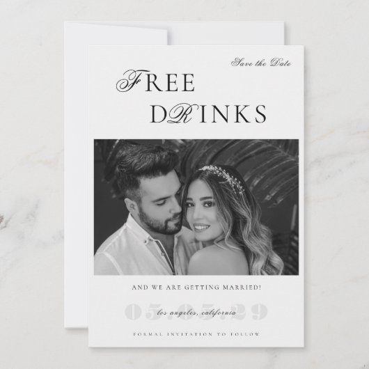 ヴィンテージフリー飲みおもしろい物ユーモアのある結婚の セーブザデート (正面)