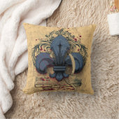 ヴィンテージフルーアデリス青色金属効グランジ果 クッション (ブランケット)