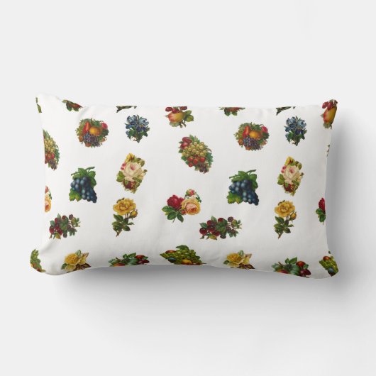 ヴィンテージフルーツと花 ランバークッション (正面)