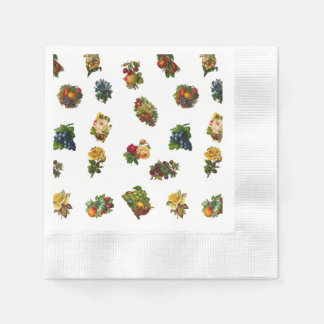 ヴィンテージフルーツと花 縁ありカクテルナプキン