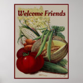 ヴィンテージフルーツと野菜ウェルカムフレンズキッチン ポスター (正面)