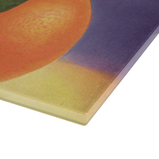 ヴィンテージフルーツのクラートラベルアート、ジューシーなオレンジ カッティングボード (角)