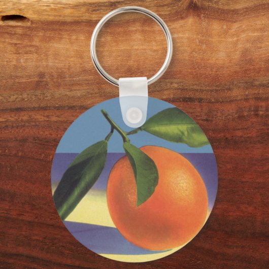 ヴィンテージフルーツのクラートラベルアート、ジューシーなオレンジ キーホルダー (裏面)