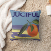 ヴィンテージフルーツのクラートラベルアート、ジューシーなオレンジ クッション (ブランケット)