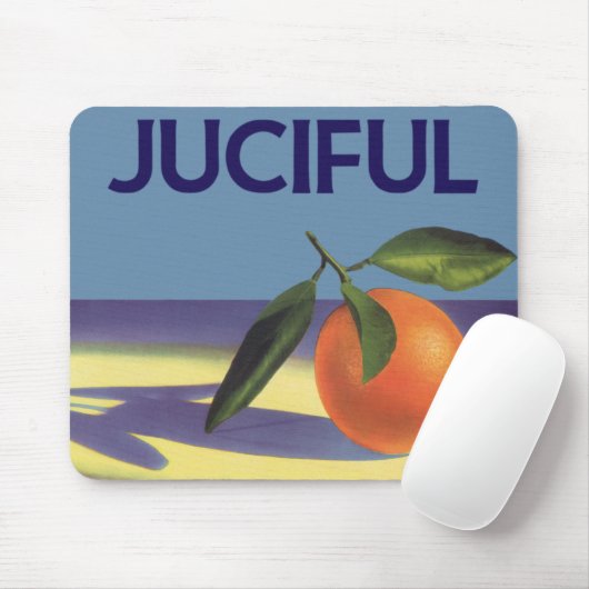 ヴィンテージフルーツのクラートラベルアート、ジューシーなオレンジ マウスパッド (マウス)