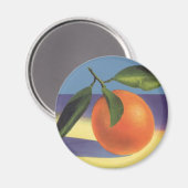ヴィンテージフルーツのクラートラベルアート、ジューシーなオレンジ マグネット (正面/裏面)