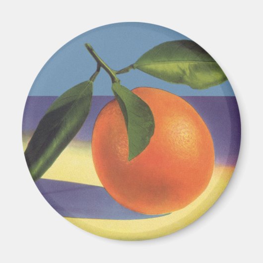 ヴィンテージフルーツのクラートラベルアート、ジューシーなオレンジ マグネット (正面)